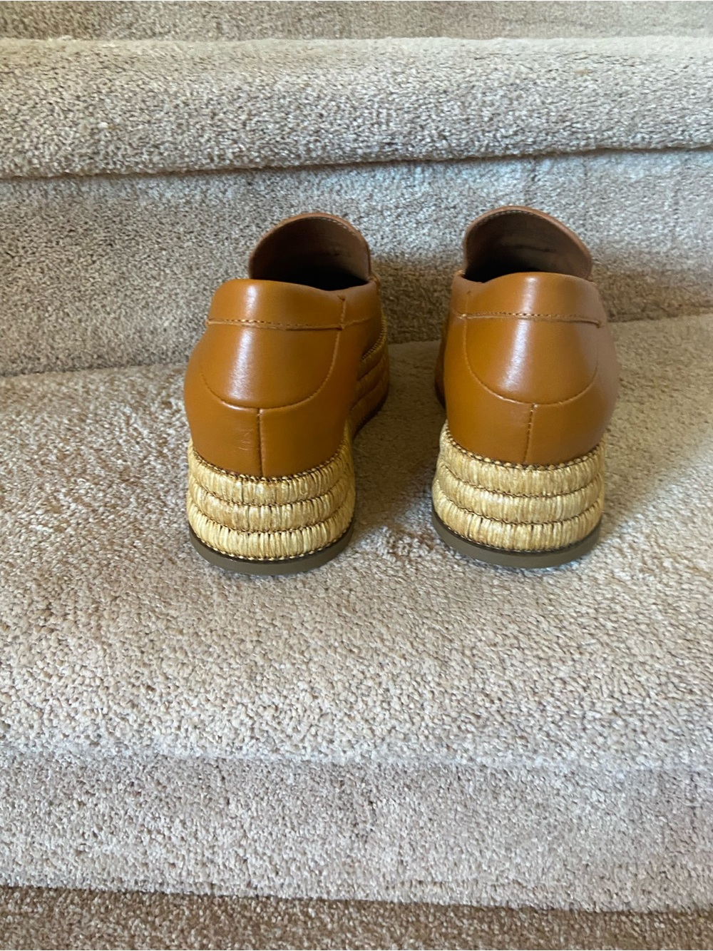 Franco Sarto Cognac Leather Tassel Platform Loafers - Picture 3 of 3